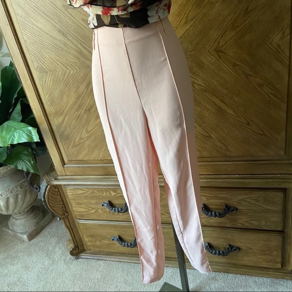 Missguided Peach High-waist seamed Trousers - Picture 2 of 11